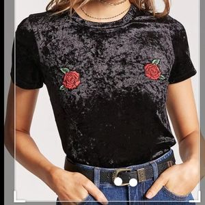 Forever21 Crushed Velvet Top with Roses